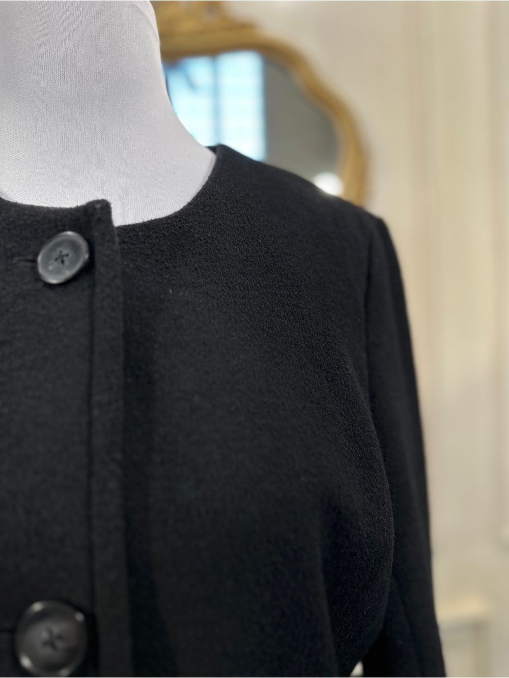 J. Jill Wool Blend Coat Size S Black Collarless Minimalist Dark Academia - Picture 2 of 9